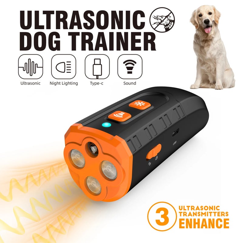 Bluejw New Ultrasonic Dog Trainer Handheld Bark Control Device with Flashlight - Type-C Rechargeable Barking Deterrent & Handheld Flashlight Combo - Image 3